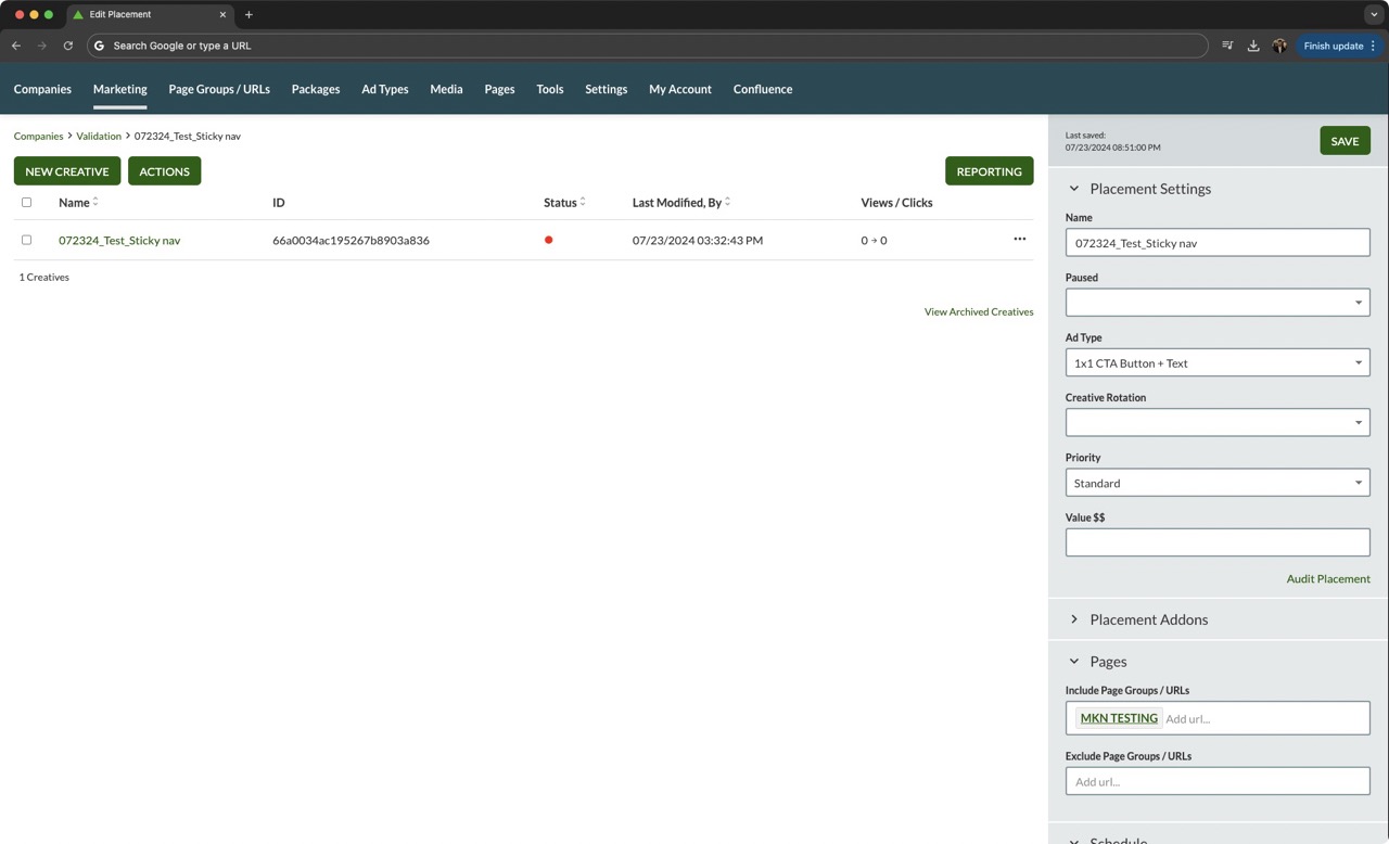 Management dashboard screenshot